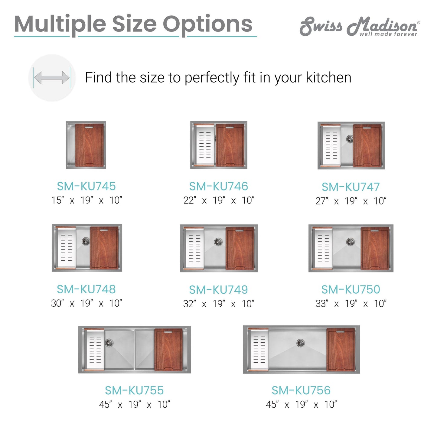 Rivage 32 x 19 Single Basin Undermount Kitchen Workstation Sink