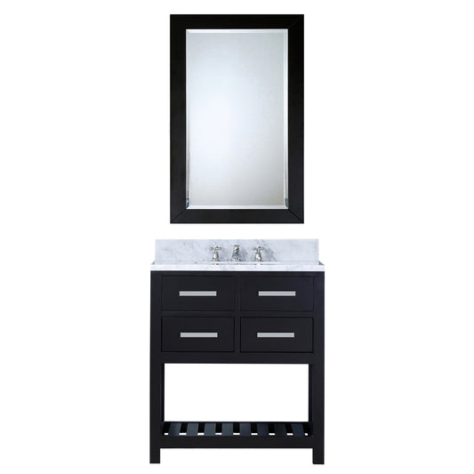 30 Inch Single Sink Bathroom Vanity With Framed Mirror And Faucet From The Madalyn Collection