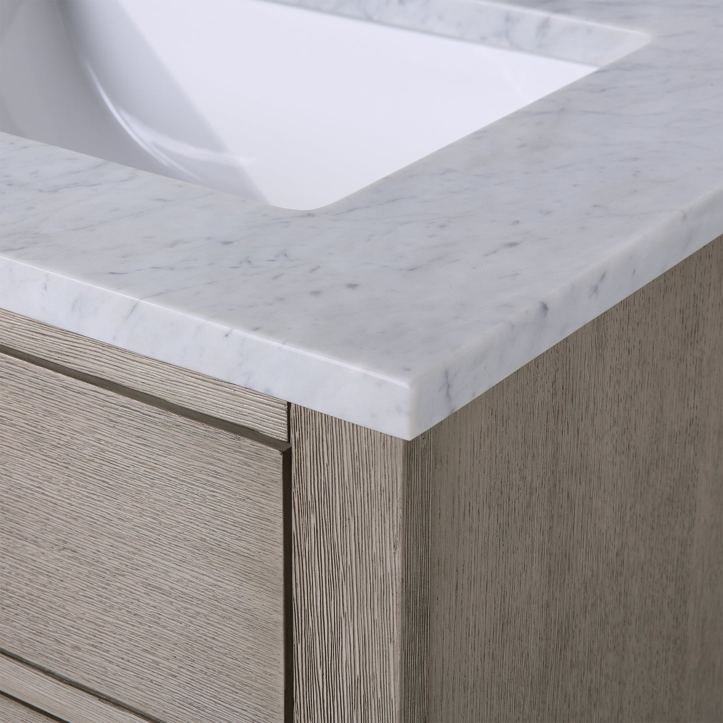 60 In. Double Sink Marble Countertop Vanity, Oak with Faucets and Mirrors, Chestnut  collection