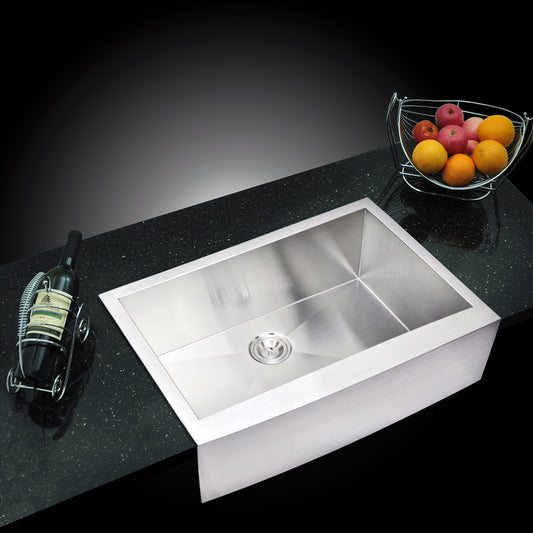 33 Inch X 22 Inch Single Bowl Stainless Kitchen Sink With Drain, Strainer, And Bottom Grid