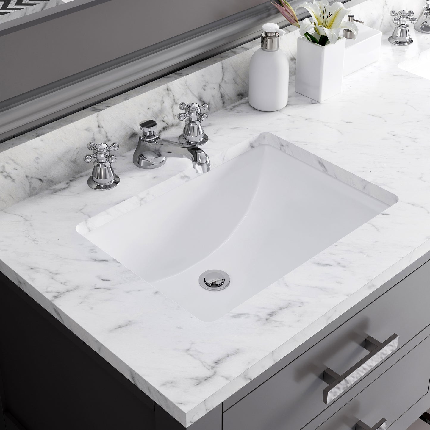 60 Inch Double Sink Bathroom Vanity set. The Madalyn Collection