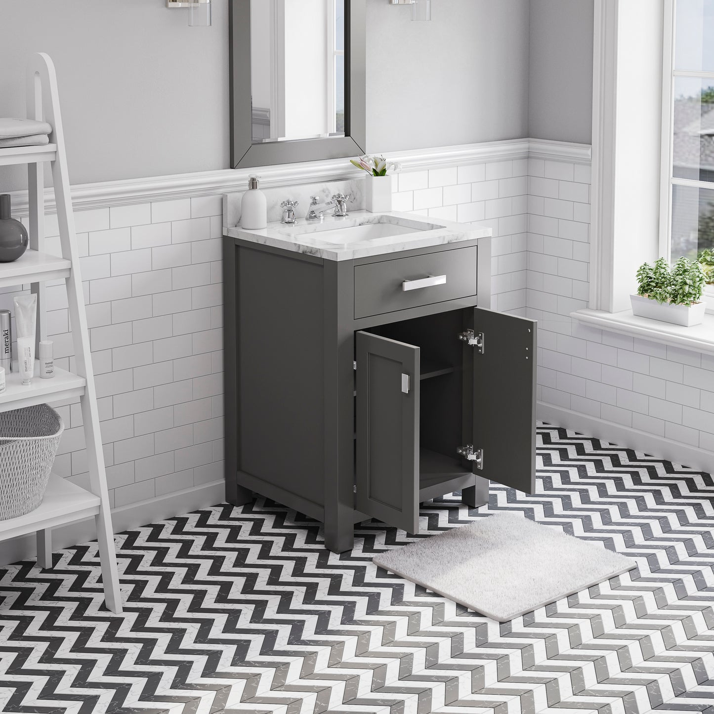 24 Inch Single Sink Bathroom Vanity With Mirror And Faucet From The Madison Collection