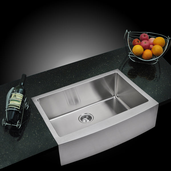 33 Inch X 22 Inch Single Bowl Stainless Steel Kitchen Sink With Drain, Strainer, And Bottom Grid