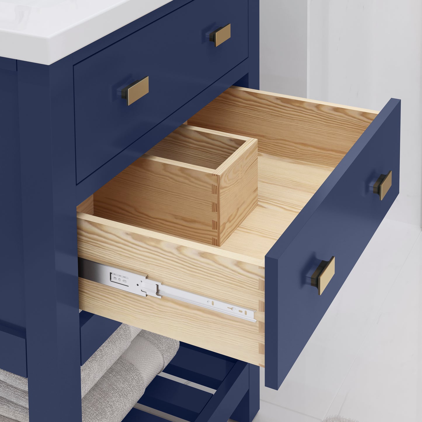 24 Inch MDF Single Bowl Ceramics Top Vanity with U shape Drawer. VIOLA Collection