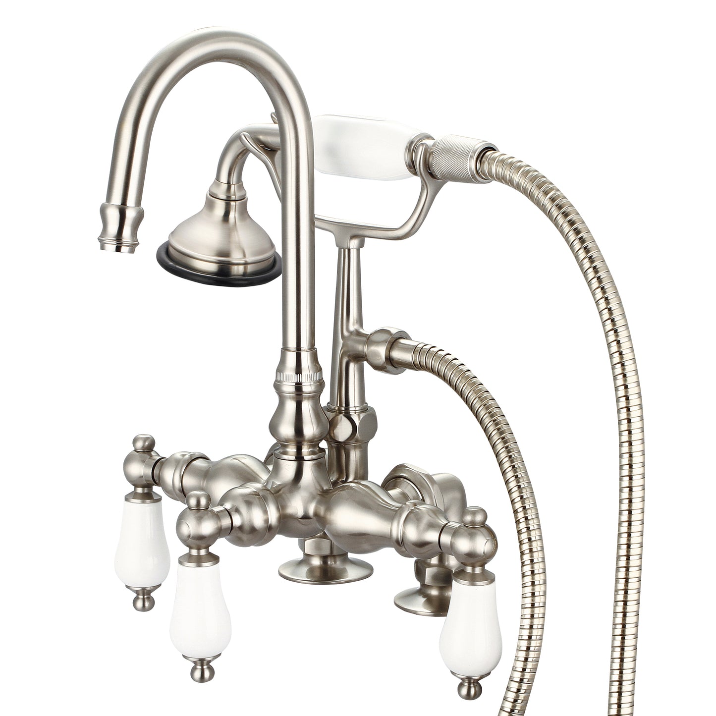 Vintage Classic Tub Faucet With Gooseneck Spout, With Lever and Cross Handles