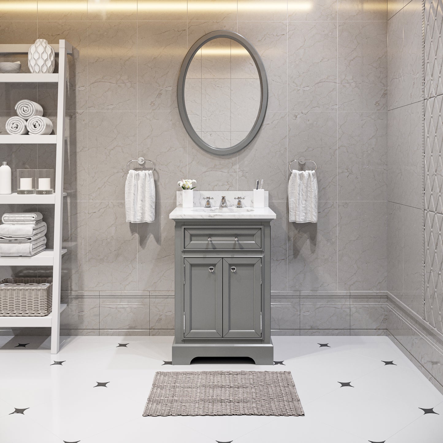 24 Inch Multi Color Bathroom Vanity, Mirror And Faucet, Derby Collection