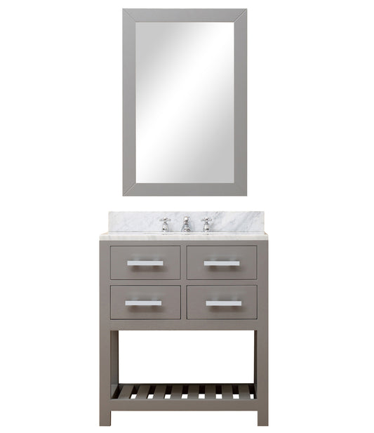 30 Inch Single Sink Bathroom Vanity With Framed Mirror And Faucet From The Madalyn Collection