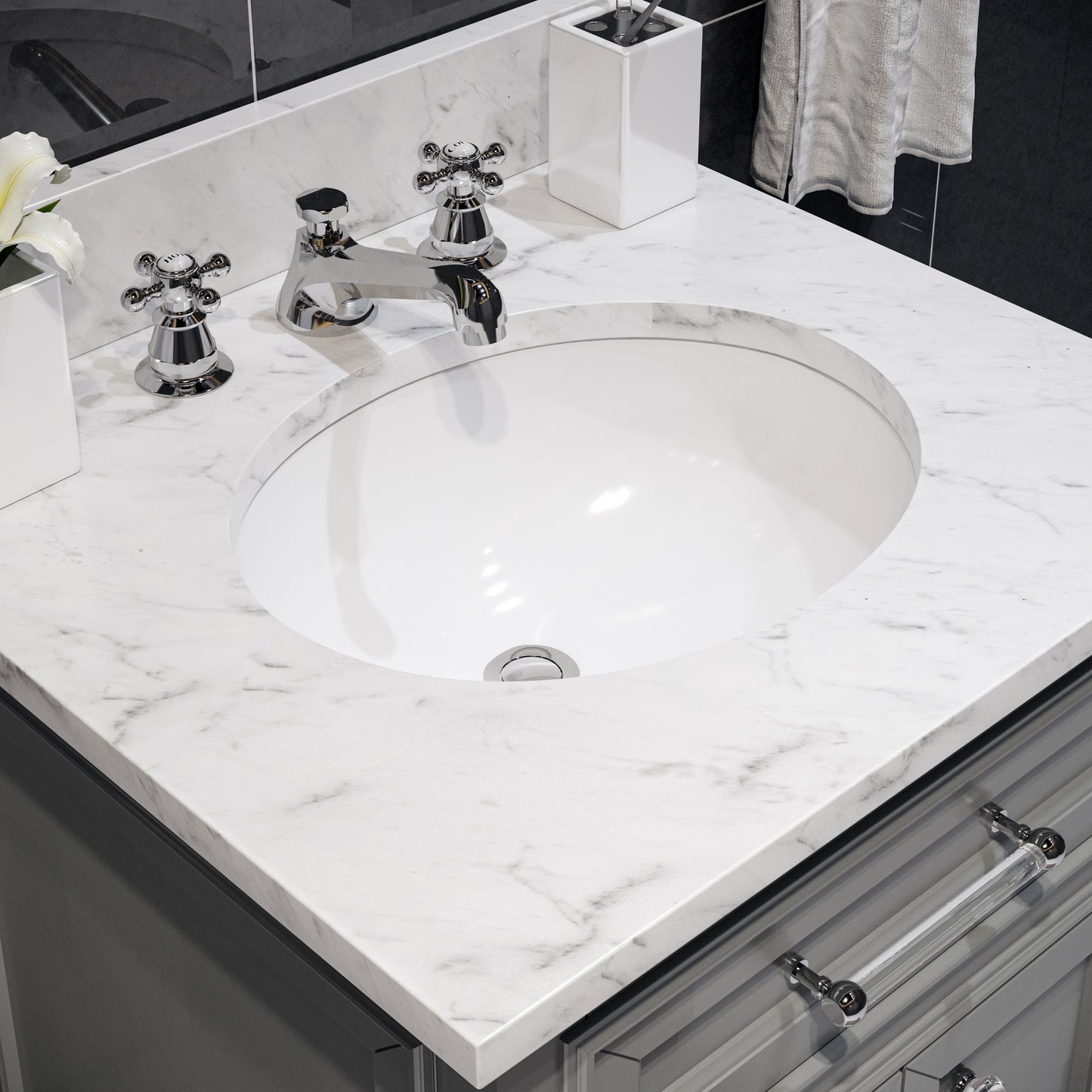 24 Inch Multi Color Bathroom Vanity, Mirror And Faucet, Derby Collection