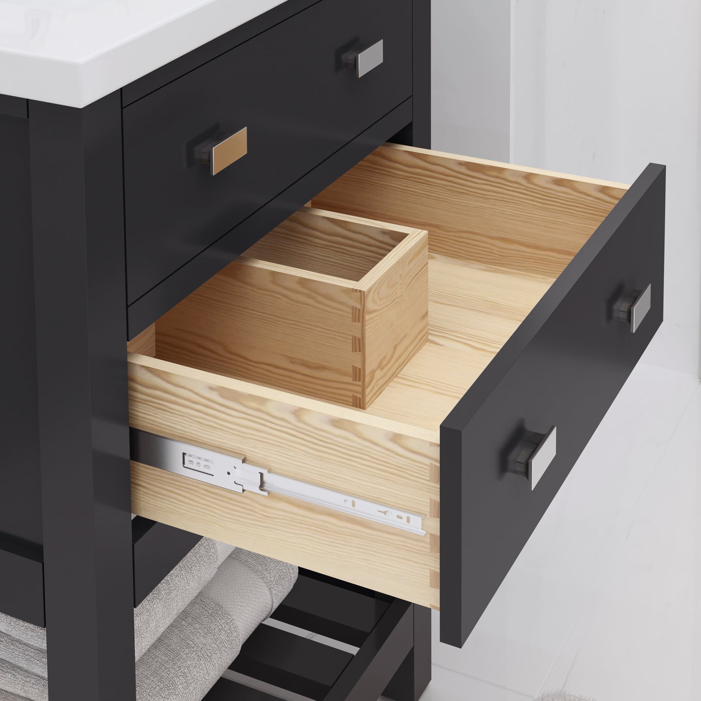 24 Inch MDF Single Bowl Ceramics Top Vanity with U shape Drawer. VIOLA Collection