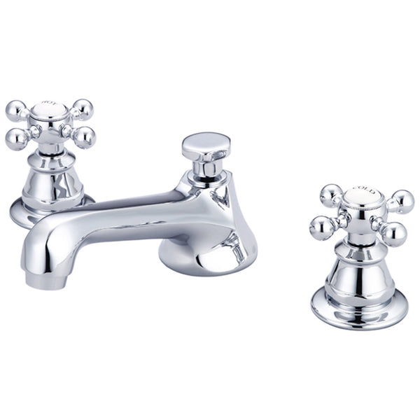 Classic Widespread Lavatory F2-0009 Faucets, Pop-Up Drain in Chrome Finish With Metal Cross Handles